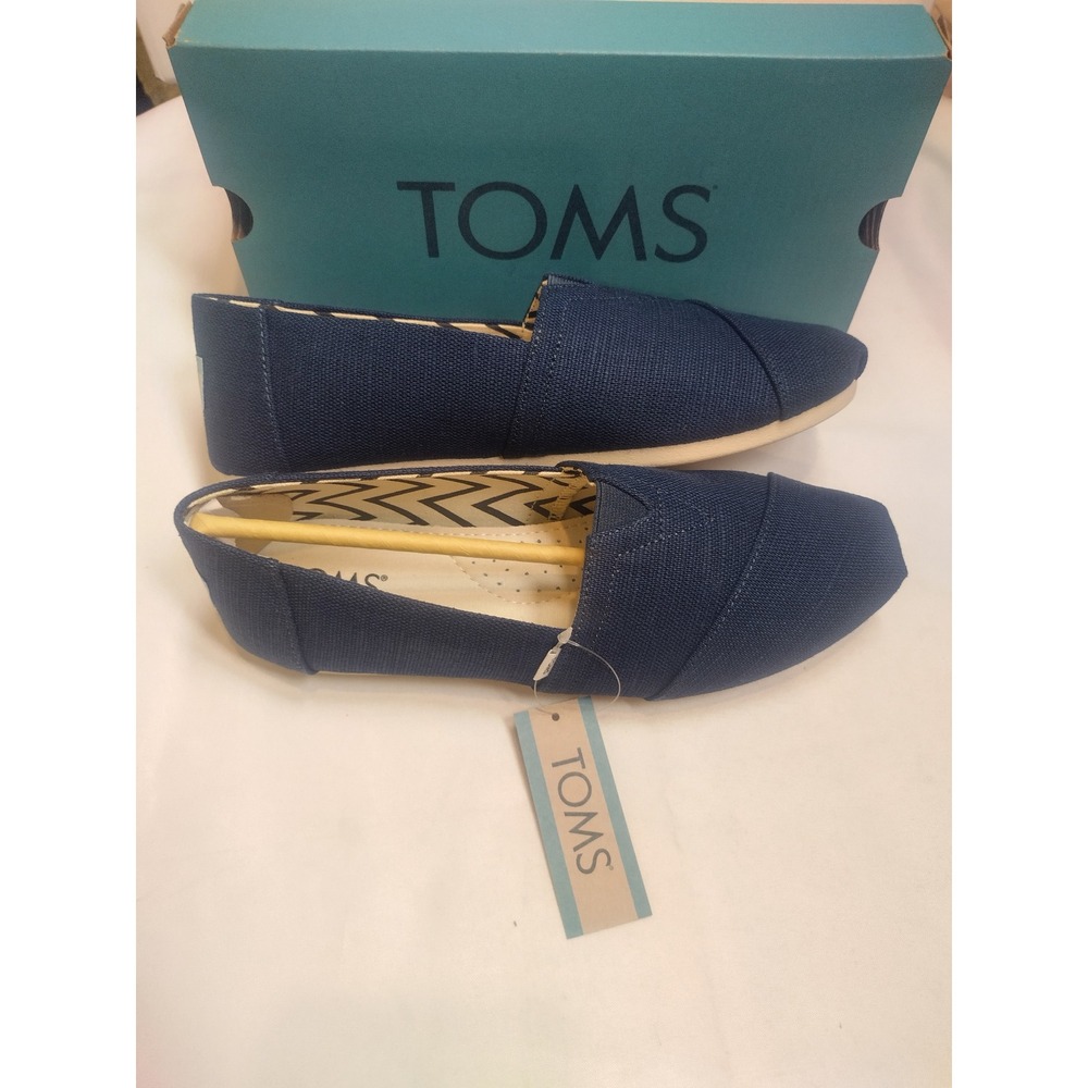 TOMS Alpargata Classic Majolica Blue Heritage Canvas Women 8.5 Slip On Shoes New